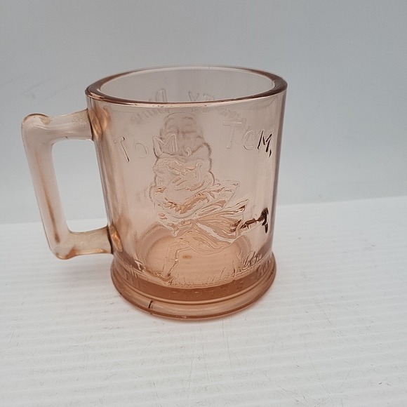 Vintage Pink Amber Glass Nursery Rhyme Humpty Dumpty Tumbler Cup Mug - Picture 3 of 5